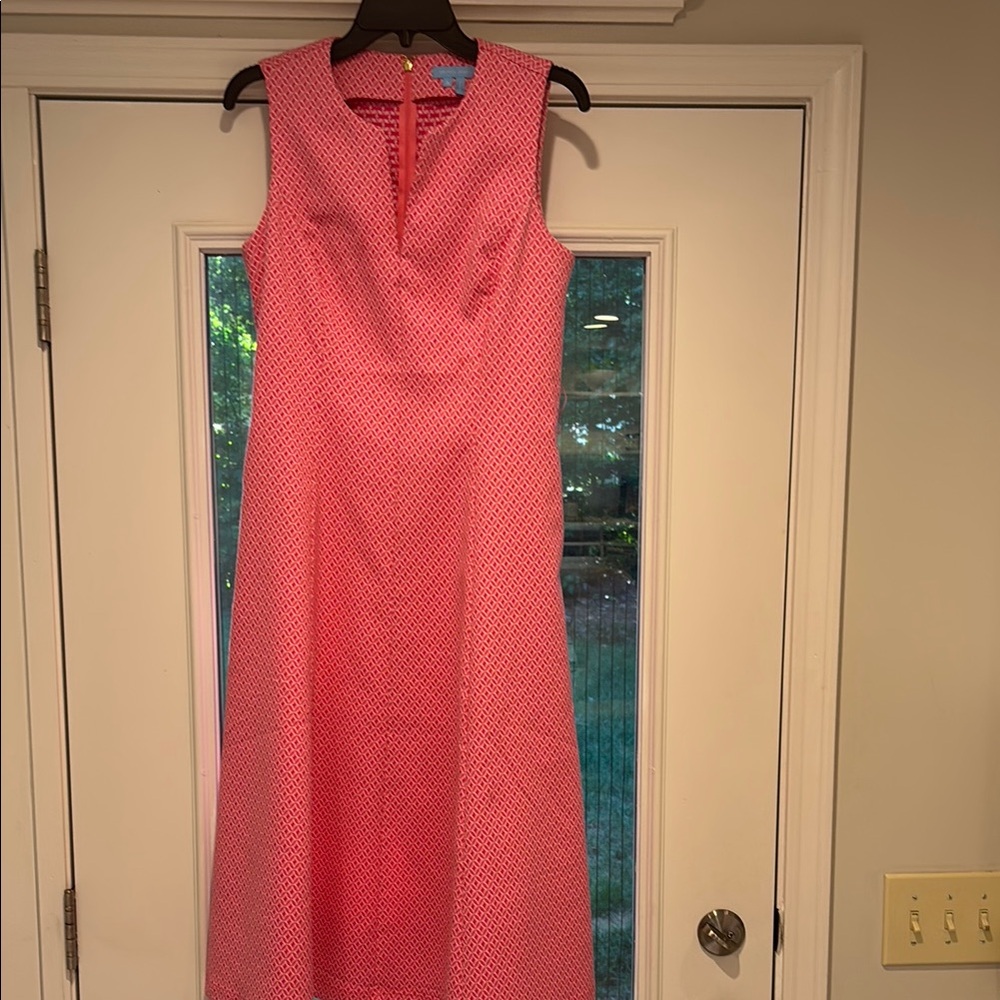 Draper James Pink A-Line Midi Dress V-Neck Sleeveless